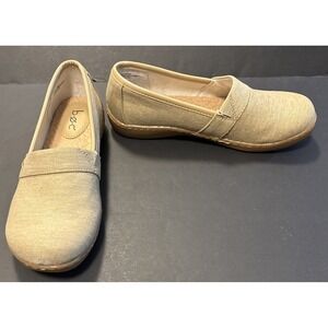 b.o.c Tan Beige Linen Canvas Slip-on Clog Loafers Comfort Shoe Women's Size 6. 5
